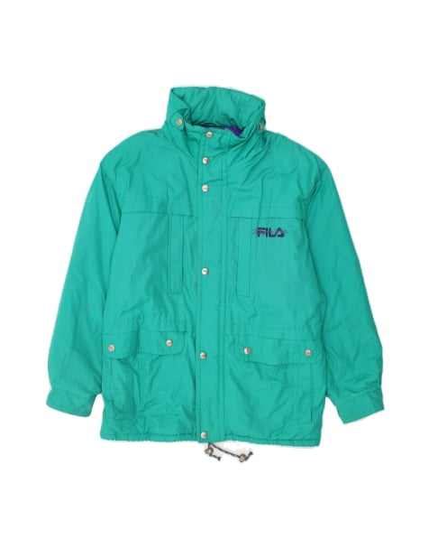 Vintage Fila Hooded Padded Jacket It 48 Medium In Turquoise - view 1