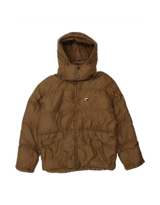 Vintage Fila Hooded Padded Jacket UK 36/38 Small In Brown