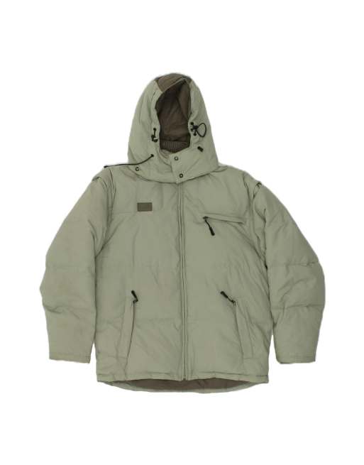 Vintage Fila Hooded Padded Jacket UK 36 Small In Green Colourblock