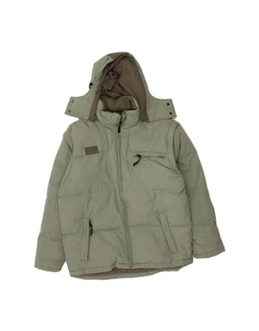 Vintage Fila Hooded Padded Jacket UK 38 Medium In Green