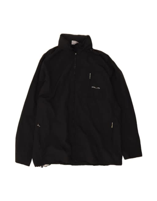 Vintage Fila Hooded Rain Jacket UK 44 2XL In Black