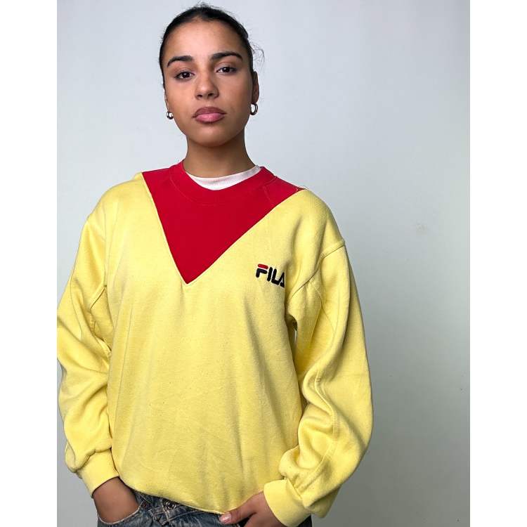 Vintage FILA L Sweatshirt Red Yellow Cra wallonieShops fila s