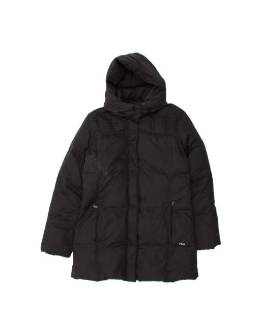 Vintage Fila Loose Fit Hooded Padded Coat UK 10 Small In Black