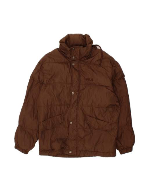 Vintage Fila Loose Fit Hooded Padded Jacket It 48 Medium In Brown