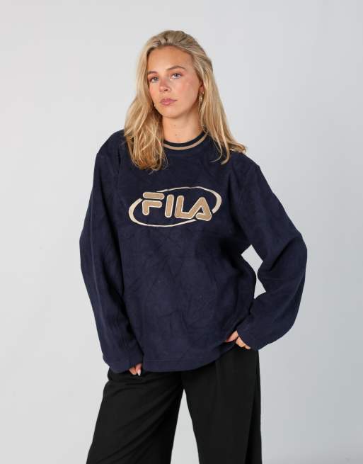 Vintage Fila m sweatshirt in navy blue