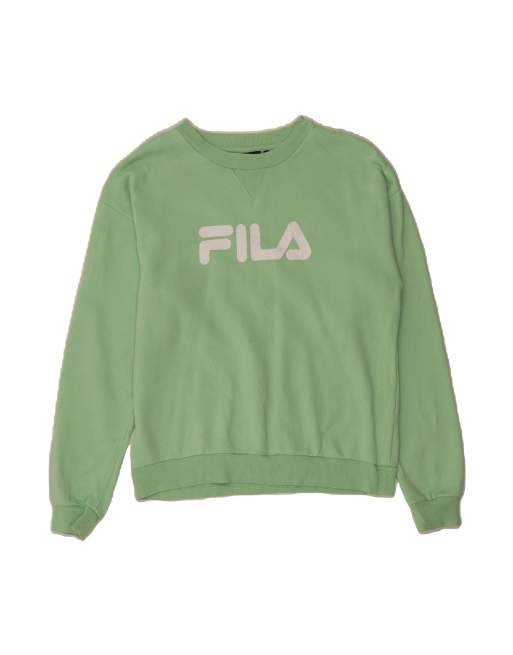 Vintage Fila Oversized Graphic Sweatshirt Jumper UK 10 Small In Green