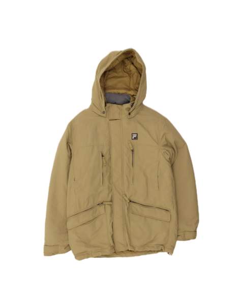 Vintage Fila Oversized Hooded Windbreaker Jacket UK 36 Small In Khaki - view 1
