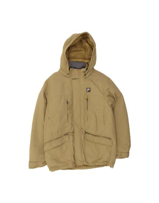 Vintage Fila Oversized Hooded Windbreaker Jacket UK 36 Small In Khaki