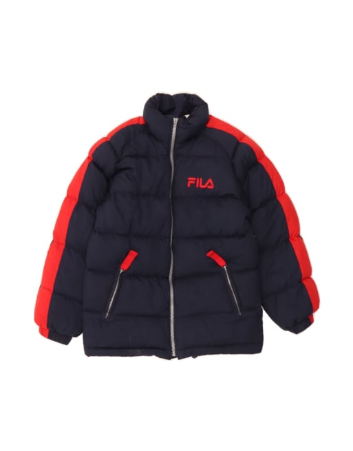 Vintage Fila Padded Jacket UK 38 Medium In Blue Colourblock