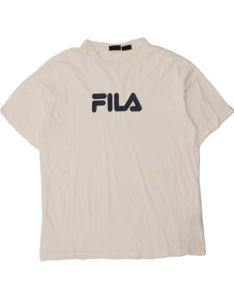 Vintage Fila Size 2XL Graphic T-Shirt Top in White - view 1