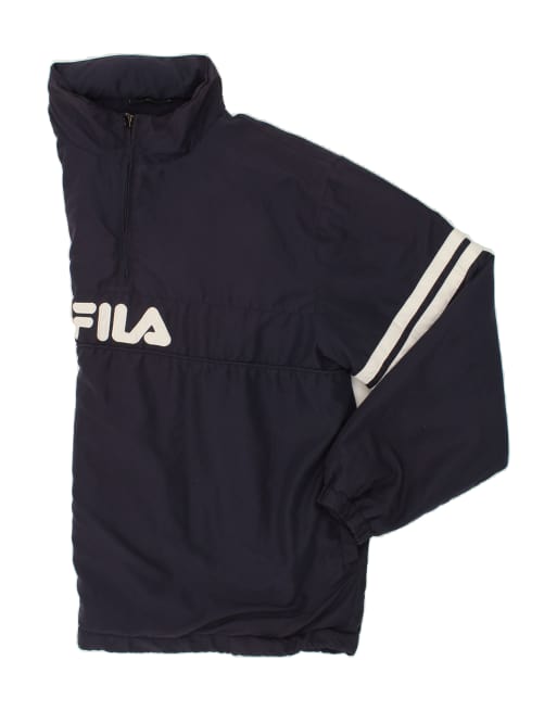Vintage Fila Size 2XL Hooded Pullover Tracksuit Top Jacket in Navy Blue, 3 of 4