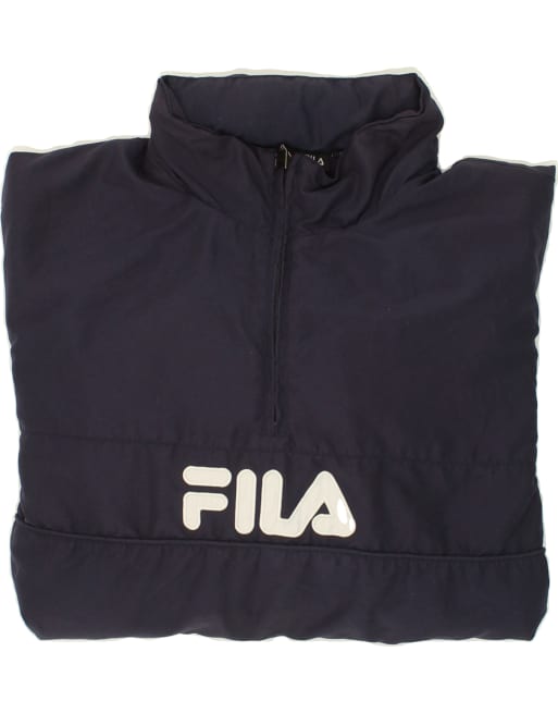 Vintage Fila Size 2XL Hooded Pullover Tracksuit Top Jacket in Navy Blue, 4 of 4