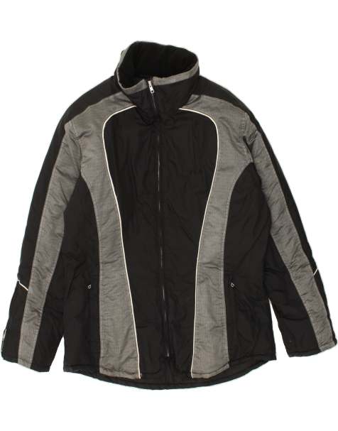 Vintage Fila Size L Colourblock Hooded Ski Jacket in Black - view 1