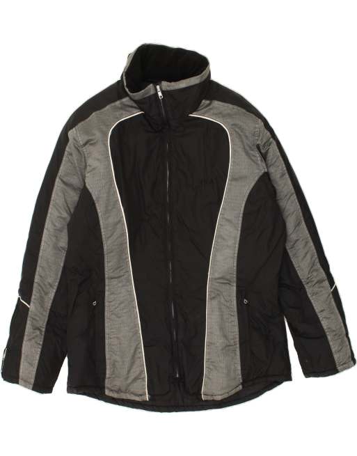 Vintage Fila Size L Colourblock Hooded Ski Jacket in Black