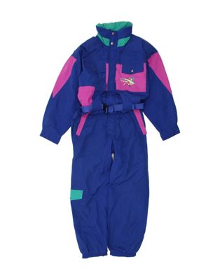 Vintage Fila Size L Colourblock Hooded Ski Jumpsuit in Blue