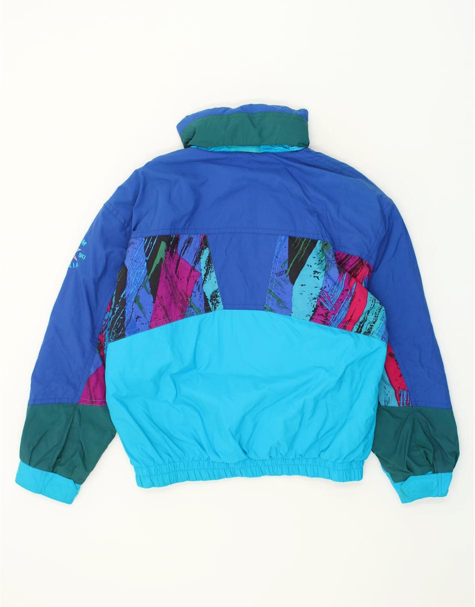 Vintage Fila Size L Colourblock Hooded Windbreaker Jacket in Blue 0