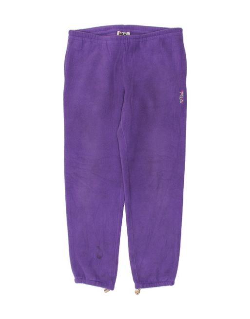 Vintage Fila Size L Fleece Tracksuit Trousers in Purple