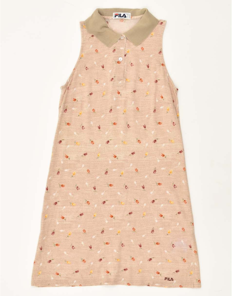 Vintage Fila Size M Floral Polo Dress in Beige
