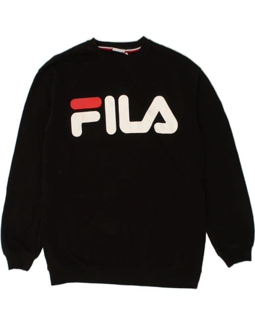 Vintage Fila Size M Graphic Sweatshirt Jumper in Black