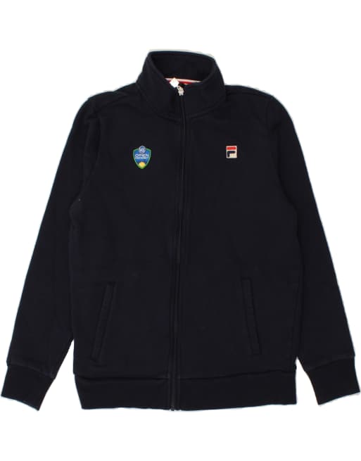 Vintage Fila Size M Tracksuit Top Jacket in Navy Blue