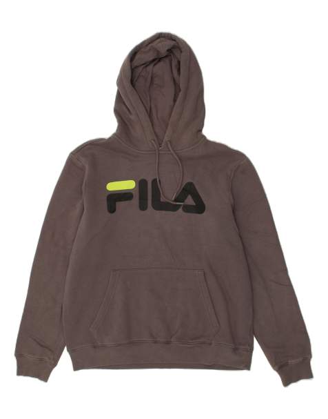 Vintage Fila Size S Graphic Hoodie Jumper in Grey - view 1