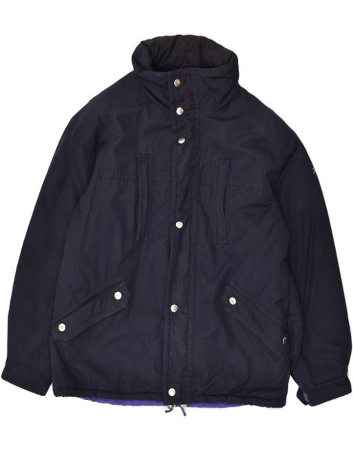 Vintage Fila Size XL Hooded Windbreaker Jacket in Navy Blue