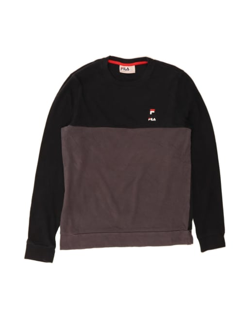 Vintage Fila Sweatshirt Jumper Medium In Black Colourblock