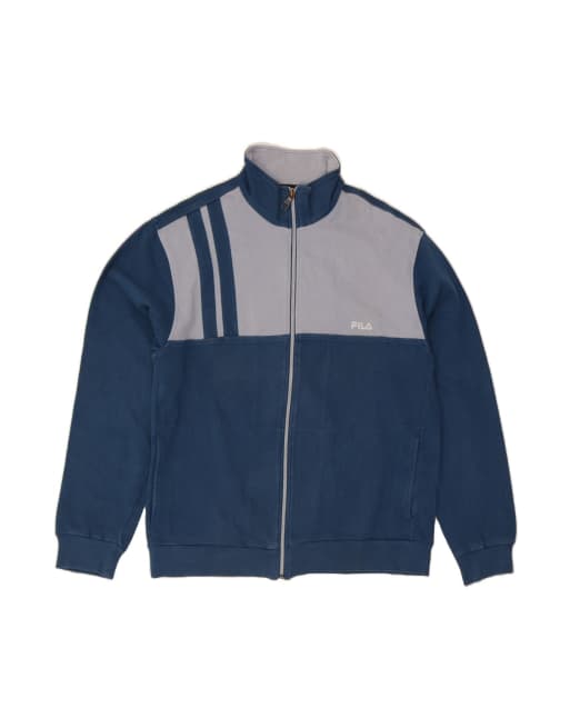 Vintage Fila Tracksuit Top Jacket Large In Blue Colourblock