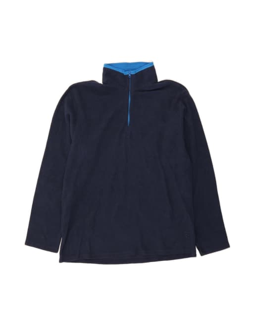 Vintage Fila Zip Neck Fleece Jumper XL In Blue