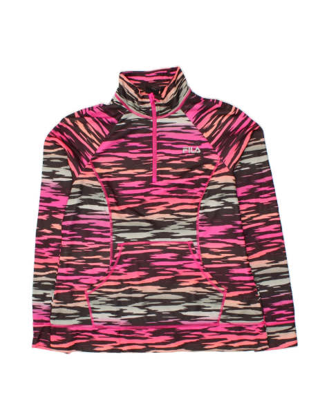 Vintage Fila Zip Neck Sweatshirt Jumper UK 16 Large In Pink Striped - view 1
