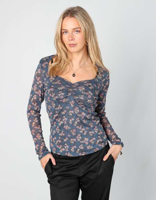 Vintage Fiorella Rubino S long sleeve top in blue