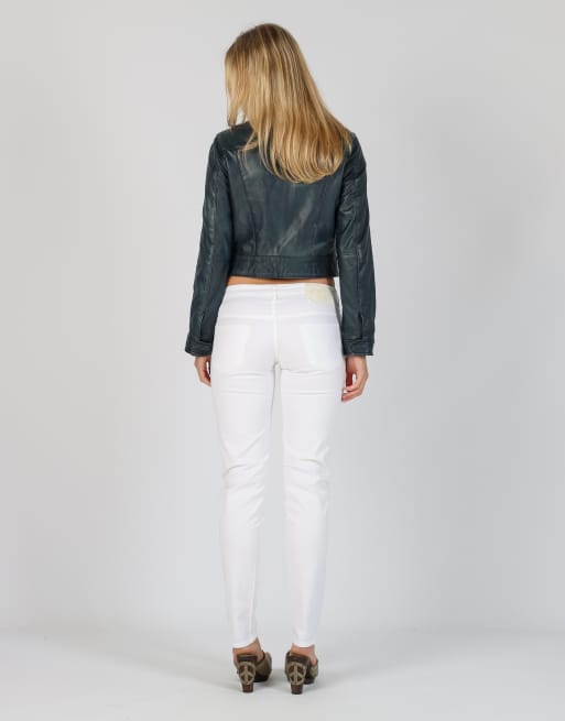 Vintage Fiorucci XS straight jeans in white, 3 of 4