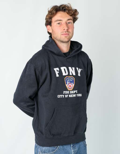 Vintage Fire Department of New York m hoodie in black