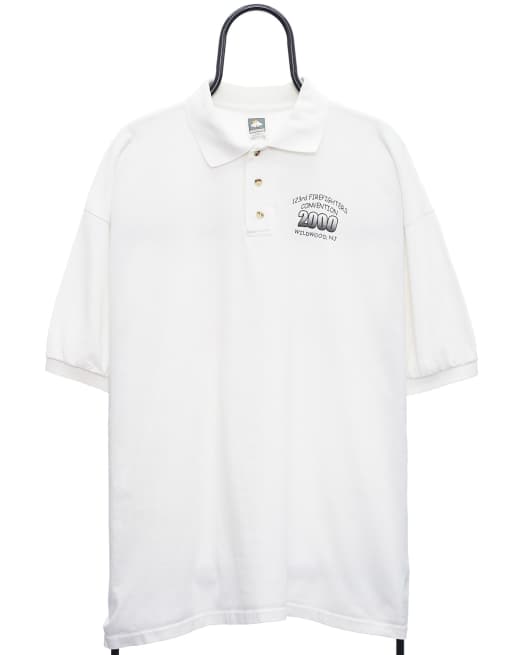 Vintage Firefighters size 2XL polo shirt in white