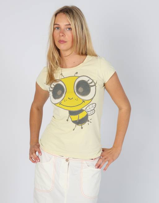 Vintage Fish Bone S baby tee in yellow