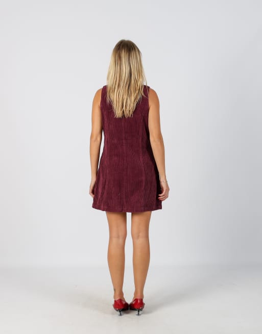 Vintage Fish Bone S cord dress in purple, 3 of 4
