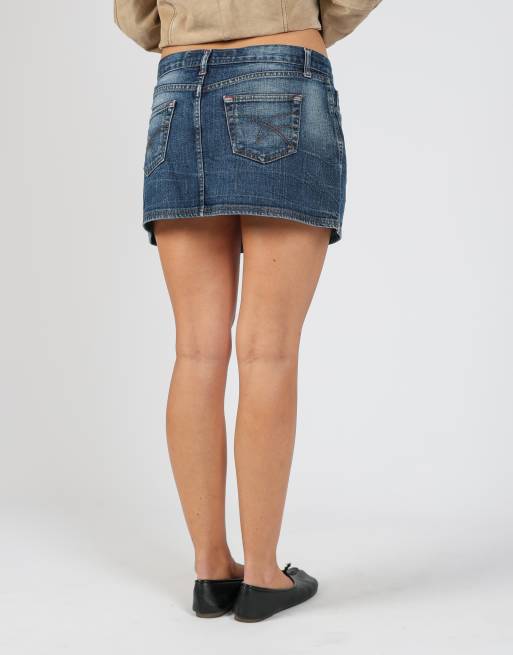 Vintage Fish Bone S denim mini skirt in blue, 2 of 4