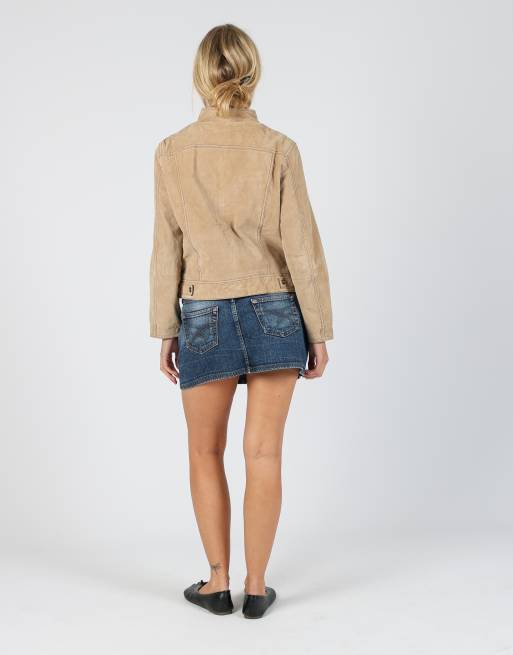 Vintage Fish Bone S denim mini skirt in blue, 3 of 4