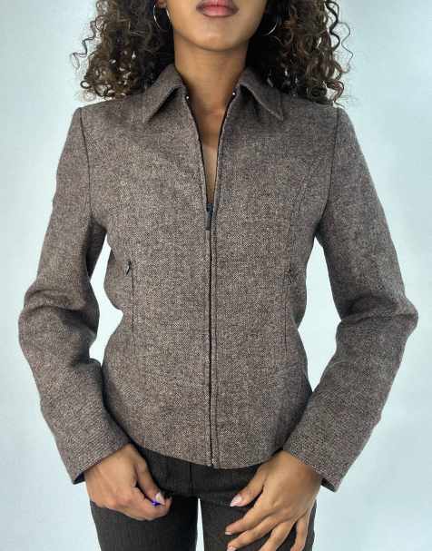 Vintage fitted light jacket in brown - view 1