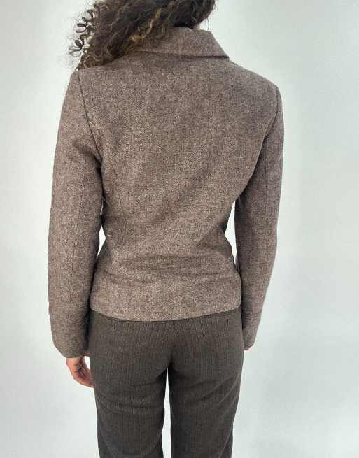 Vintage fitted light jacket in brown, 2 of 4