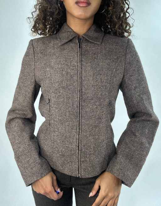 Vintage fitted light jacket in brown, 3 of 4