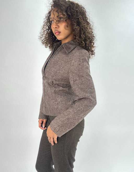 Vintage fitted light jacket in brown, 4 of 4