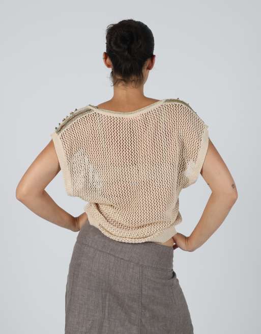Vintage Flam Mode S knitted top in cream, 2 of 4