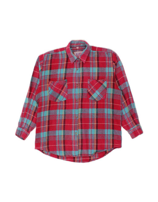 Vintage Flannel Shirt Large In Red Check
