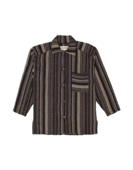Vintage Flannel Shirt Medium In Black Striped