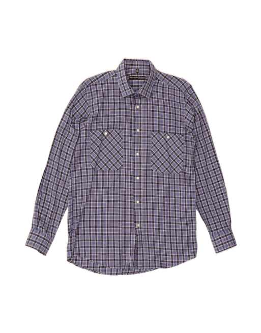 Vintage Flannel Shirt UK 39/40 Medium In Blue Check