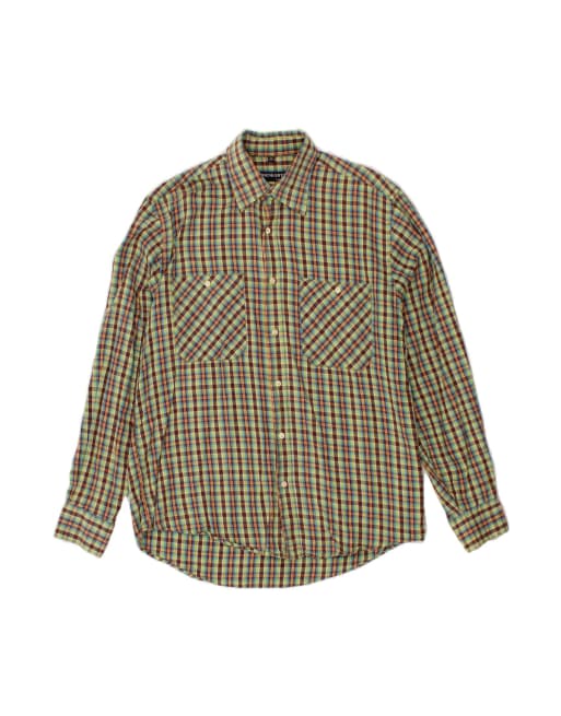 Vintage Flannel Shirt UK 39/40 Medium In Green Check