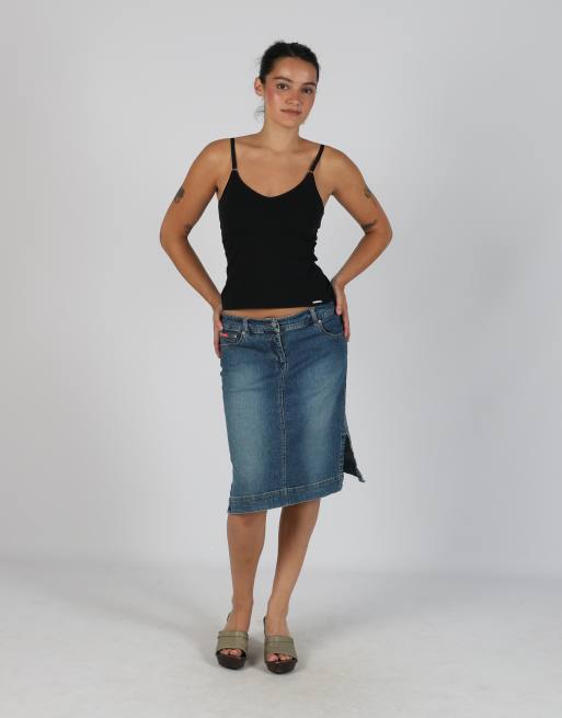 Vintage Flash Light M denim midi skirt in blue