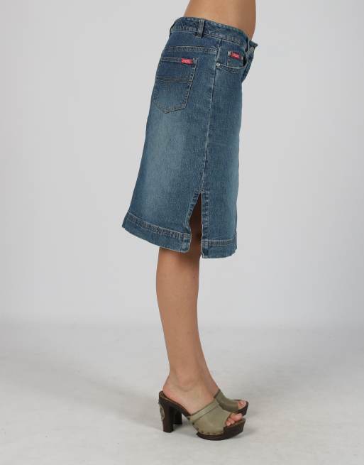 Vintage Flash Light M denim midi skirt in blue, 2 of 4