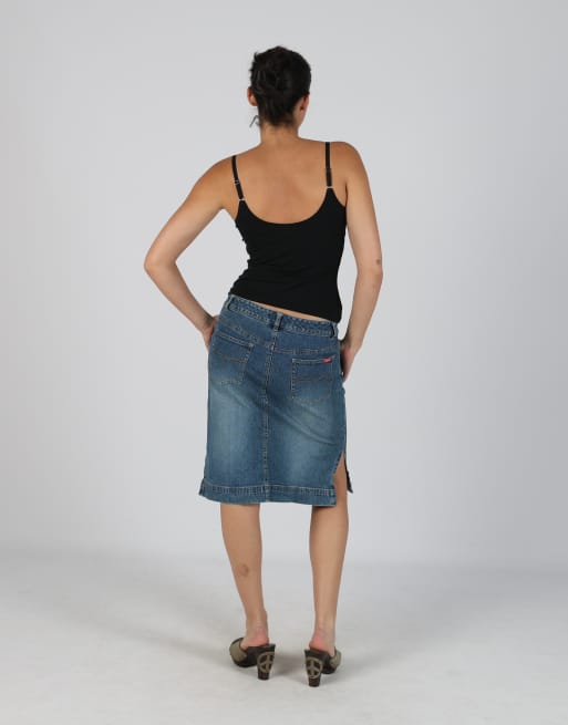 Vintage Flash Light M denim midi skirt in blue, 3 of 4